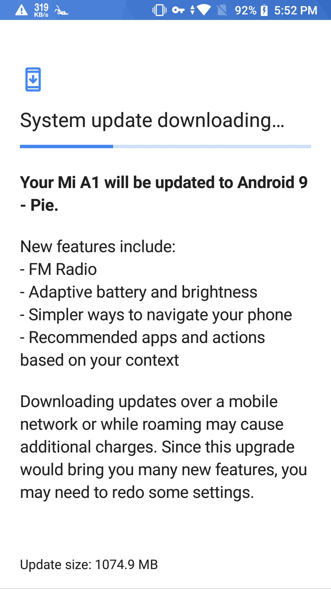 Xiaomi Mi A1 Android 9